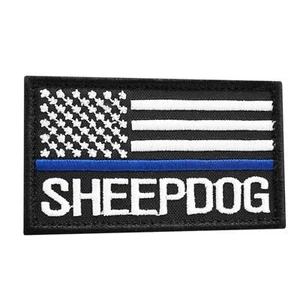 American Sheepdog Thin Blue Line embroidered morale agent tactical cap patch - Picture 1 of 2