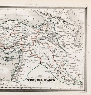TURQUÍA 1845 - CONSTANTINOPLA PERSIA - SIRIA Mapa Original VUILLEMIN (10x7,5) Foto 1 de 3