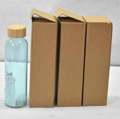 Lot of 3 Glass Bottle Drinking Water Bottles Cups Branded 16oz Skinny Tumblers - Image 1 of 4