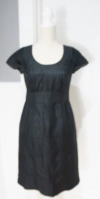 Banana Republic Womens Linen Blend Cap Sleeve Sheath Dress Black Size 2 Lined Foto 1 de 4