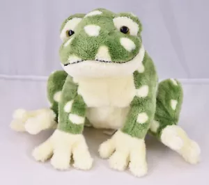 Mary Meyer gefleckter grüner Frosch cremefarbene Punkte große Zehen 8 Zoll breit Plüsch - Bild 1 von 11