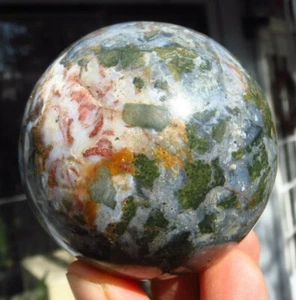 PICASSO'S OCEAN JASPER OJ GORGEOUS ARTIST'S CANVAS POLISHED CRYSTAL SPHERE - Picture 1 of 9