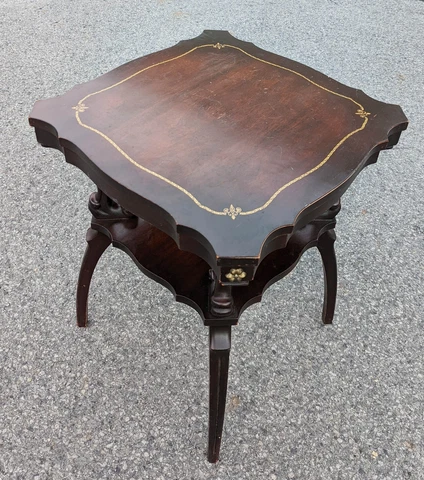 Antique Vintage Old French Mahogany Solid Wood Wooden End Accent Side Lamp Table Cover