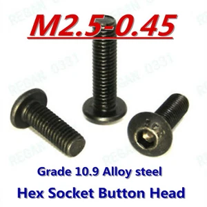 M2.5-0.45 métrico 10.9 negro aleación acero Allen hexagonal zócalo cabeza botón pernos de tornillo - Imagen 1 de 4
