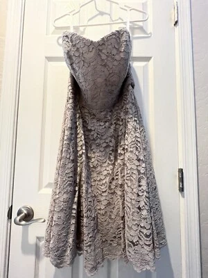 David’s Bridal Biscotti Taupe Encaje Corto Dama de honor Vestido Nuevo con etiquetas Foto 1 de 4