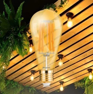 5 x LED bulbs E27 230V ST64 6W 540lm, FILAMENT, amber white 2200K, dimmable - Picture 1 of 2