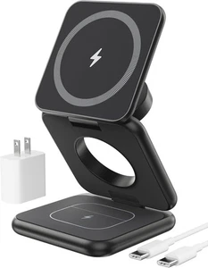 Foldable Magnetic Wireless Charger Station, KU XIU X40 Aluminum Alloy 3 in 1 - Picture 1 of 7