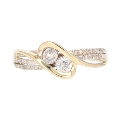 .39ctw Diamond 2-Stone Crisscross Engagement Ring 14k Multi-Tone Gold Size 6.25 - Image 1 of 4