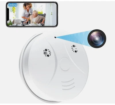 WiFi Camera Disguised as a Smoke Detector Night Vision 1080p Rechargeable-USA - Image 1 of 4