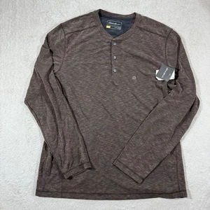 Eddie Bauer Henley Long Sleeve Shirt Men's XL Brown Cotton Pullover Active Fit - Picture 1 of 12