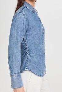 Top Rag & Bone Leah Ultra Peso Pluma Denim Ligero Manga Larga Con Botones - Imagen 1 de 9