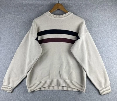 Suéter Tejido Manga Larga Vintage Años 90 Genuino Sonoma Adulto Marfil Rayas (L) Foto 1 de 4