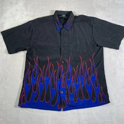 Camisa De Colección No Boundaries Para Hombres XL Negra Azul Llama Abotonada Manga Corta Bowling Foto 1 de 4