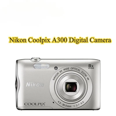 Nikon Coolpix A300 Digital Camera 20.1 MP 8x Optical Zoom Built-in Wi-Fi Silver - Image 1 of 4