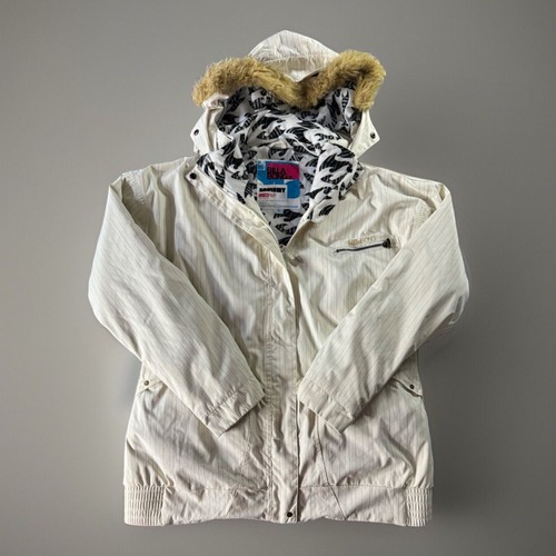 OFF WHITE Giacca Snowboard Billabong L Cappotto da Sci Sorient a Righe Arcobaleno Uomo Retrò