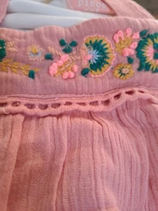 Next Dungarees Bodysuit Set Embroidered Flowers 9-12 Months New Tags Rrp£19 - Picture 1 of 5