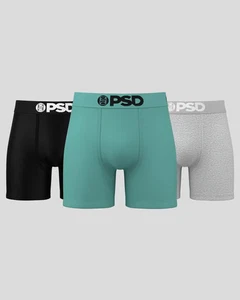 PSD 5" Boxershorts Solids 3er Pack - Cotton Stretch, (schwarz, grau. Grün ) - Bild 1 von 4