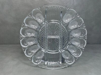 Bandeja Devild Egg Relish Plato Dividido Vidrio Carnaval 10 3/4" De Colección Foto 1 de 4