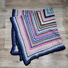 Handmade Crochet Continuous Square Blanket Afghan Throw • Granny Cottage • 55" 