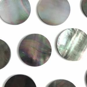 2 piezas - Cáscara negra natural 25 mm redondo plano doble disco sede, nuevo diseño de cuentas hágalo usted mismo - Imagen 1 de 12