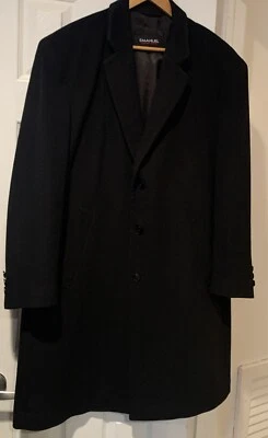 Abrigo largo botón Emanuel Ungaro para hombre mezcla cachemir negro talla 44R Foto 1 de 4