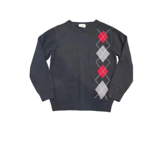 Crazy 8 V Neck Sweater Boy's M (7-8) Black Argyle Cottton Acrylic - Picture 1 of 10