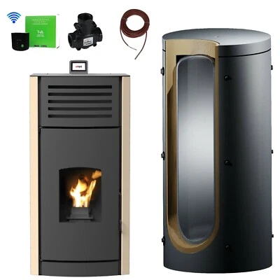 A Robin Wood Enya Aqua Estufa de Pellets Beige Caldera 24 Kw Set Completo+Wifi - Imagen 1 de 4