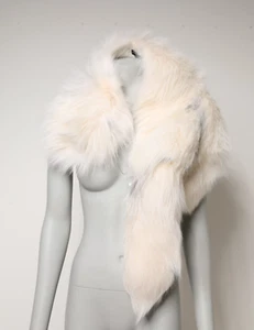 DOLCE & GABBANA Scarf White Fox Fur Neck Wrap Warmer Winter 120cm x 35cm 3680usd - Picture 1 of 8