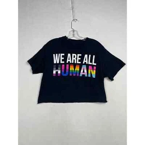 We are all Human Black and Rainbow Crop Top Pride Shirt, Size Medium - Bild 1 von 6