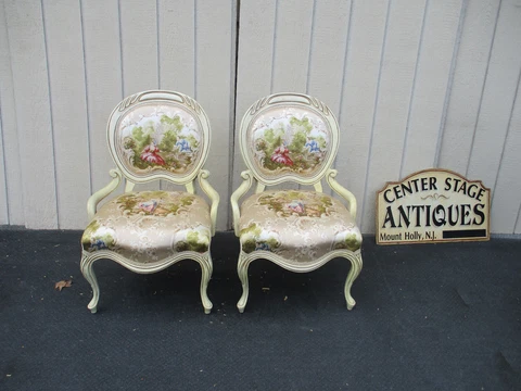 64365 Pair Hand Made French Country  Chair SILK Fabric STATESVILLE Chair Cover
