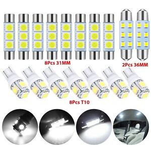 18pcs Combo LED Car Interior Dome Map Door Trunk License Plate Mixed Light White