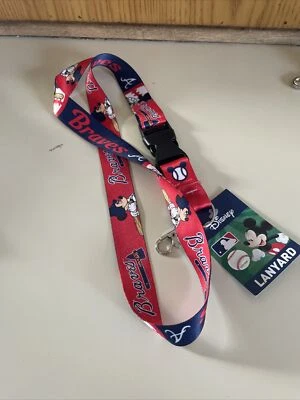 Atlanta Braves🔥 Mickey Mouse🔥 Lanyard Keychain ID Holder MLB Baseball ⚾️ Mlb - Image 1 of 2