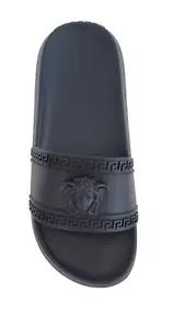 VERSACE Unisex Goma Sandalia Zapatillas 1008733 Negro Medusa - Imagen 1 de 8