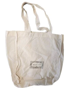 Gucci Cotton Canvas Tote Shopping Gift Bag Large Hobo Shoulder Grocery Authentic - Picture 1 of 6