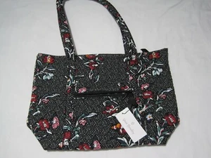 VERA BRADLEY SMALL VERA TOTE PERENNIALS NOIR DOT NEW WITH TAGS - Picture 1 of 7