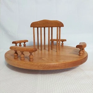 Tavolo girevole vintage Lazy Susan legno grande porta tovaglioli condimento country - Foto 1 di 10