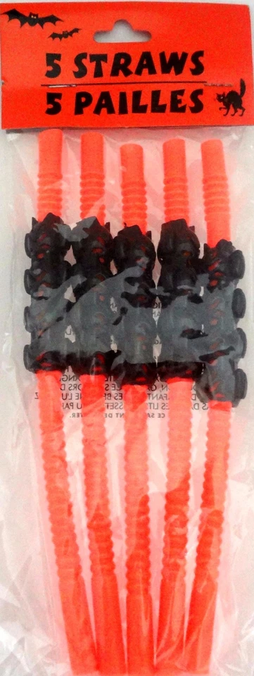 New Halloween Flexible Bat Drinking Straws For Halloween Party - Image 1 of 1