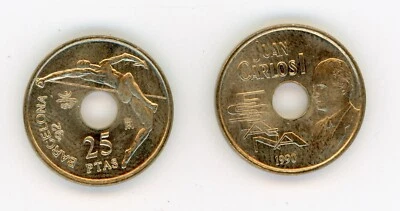 Spain - España 25 Pesetas 1990 KM 851 from mint roll UNC  - Image 1 of 3