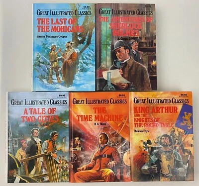 5 Great Illustrated Classics: Sherlock Holmes, King Arthur, Time Machine, Two Ci Foto 1 de 4