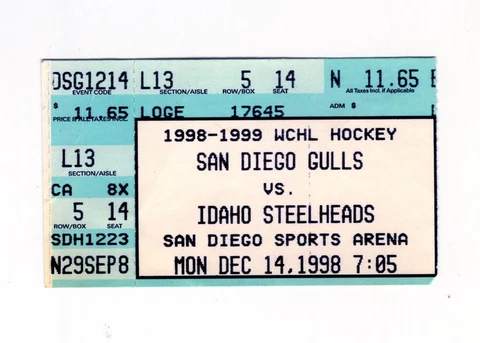 San Diego Gulls Hockey 1998-1999 - Original Cover