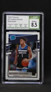 2020-21 Panini Donruss Basketball Rated Rookie #201 Anthony Edwards CSG 8.5 9.5s - Picture 1 of 2