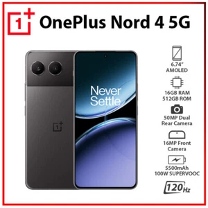 OnePlus Nord 4 5G 16GB+512GB OBSIDIAN MIDNIGHT Dual SIM Android Cell Phone - Afbeelding 1 van 6