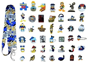 Donald Duck Motto Starter Schlüsselband Set mit 5 Disney Park Trading Pins Brandneu - Bild 1 von 1