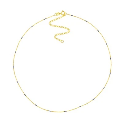Ball Bead Chain Choker 14K Solid Two Tone Gold Adjustable Bar Station Necklace - Image 1 of 4