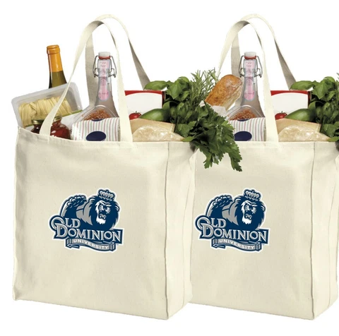 ODU Shopping Bags Old Dominion Grocery Bag 2 PC SET - STRONG NATURAL COTTON! Cover