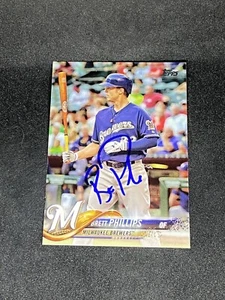 Brett Phillips Milwaukee Brewers Signed Auto 2018 Topps Card #202 ~ COA - Picture 1 of 3