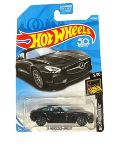 Hot Wheels (Card Error) #142 Nightburnerz 5/10 '15 MERCEDES-AMG GT Black w/Gray - Picture 1 of 5
