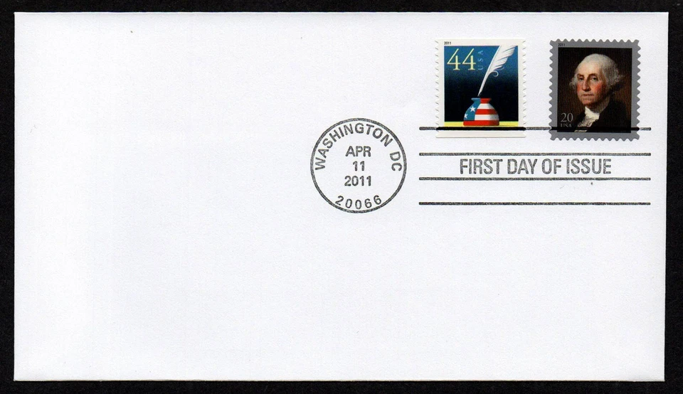 USA, SCOTT # 4504 & 4496, FDC COVER 2011 GEORGE WASHING & QUILL WITH INKWELL - Image 1 of 1