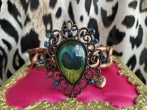 Pulsera Betsey Johnson Vintage Jardín de Verduras Marruecos Pavo Azul Joya RARA - Imagen 1 de 5