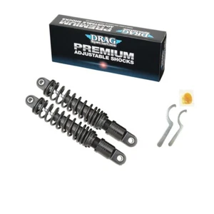 Drag Specialties Premium Adjustable Shocks 11" Nitrogen Black Harley Davidson - Picture 1 of 6